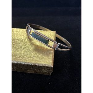 Vtg AVON Treasured Jade Green Gold Tone Bracelet 1978 Signed Costume Jewelry